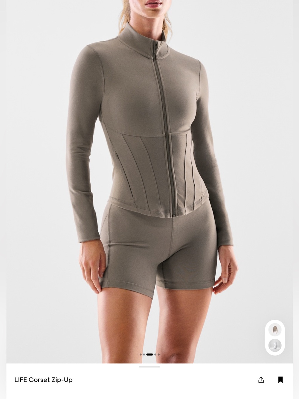 Aritzia LIFE Corset Zip-Up in Turner Taupe